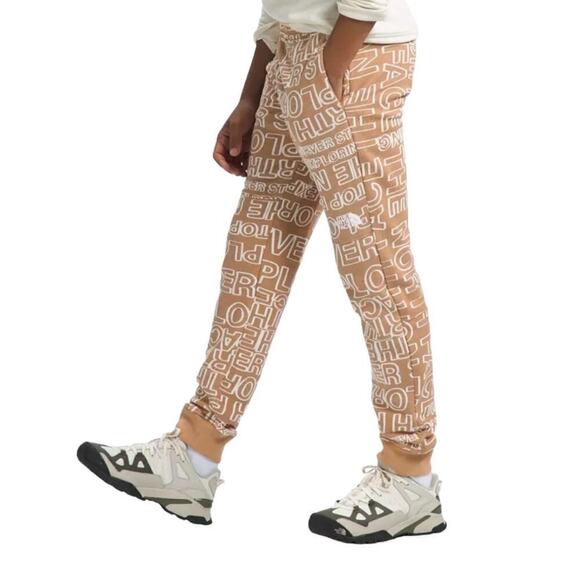 North Face NEW Boys Fleece Joggers Almond Butter Size Large/12 Spell out - Picture 1 of 10
